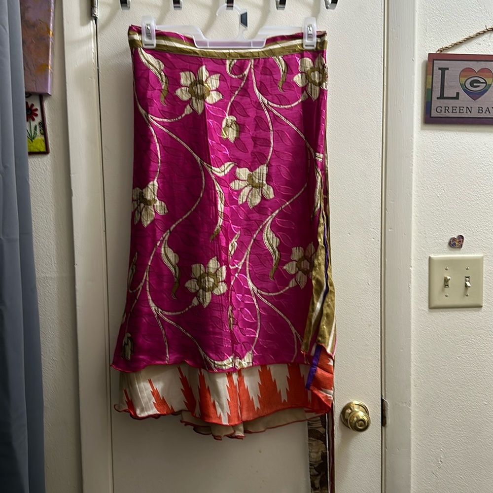 Repurposed sari wrap skirt